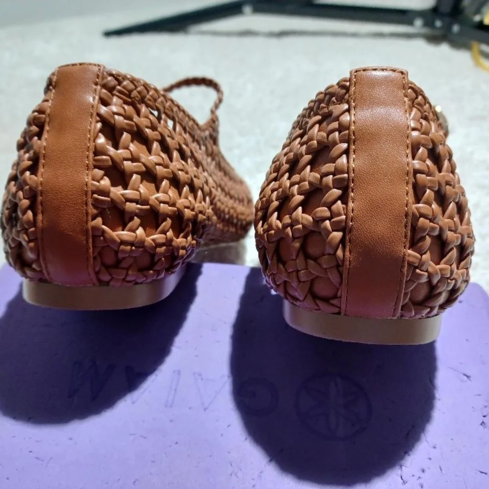 MICIFA NEW Brown Woven 'Mary Jane' Flats - Picture 4 of 8